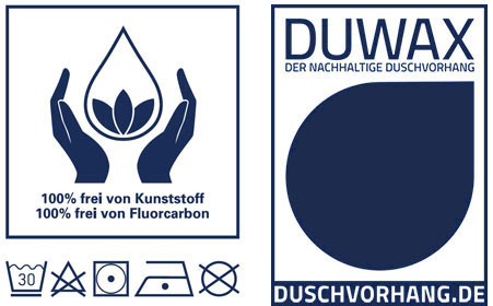 Instruktioner om pleje og vask af tekstilstof til badeforhng